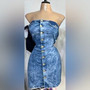 Blue Denim Button-Up Dress